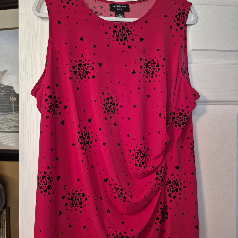 Liz Claiborne Women's Red  Top with Black Hearts